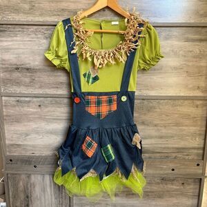 Spirit Halloween Sweet Scarecrow Girl Costume Dress Adult S/M Fall Cosplay OZ